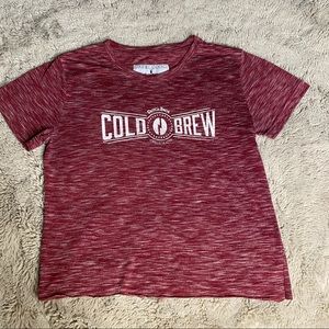 Maroon heather Dutch Bros cropped shirt